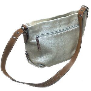Coach Platinum Pebbled Leather Large Duffle Hobo Convertible Bag F15064